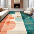 thumbnail image 1 of ODIKA 5' x 7' Machine Washable Non-Slip Area Rug, Contemporary Circle High Traffic Rug, Teal, 190022, 1 of 7