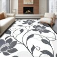 thumbnail image 1 of ODIKA 5' x 7' Machine Washable Non-Slip Area Rug, Contemporary Flower High Traffic Rug, Black, 230823, 1 of 7