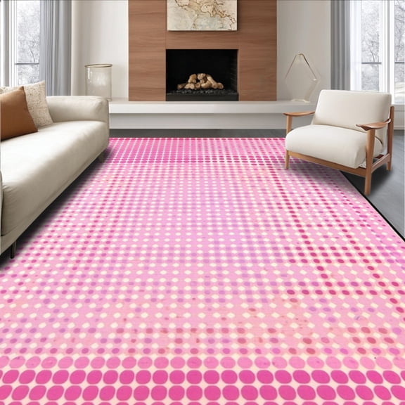 ODIKA 5' x 7' Machine Washable Non-Slip Area Rug, Contemporary Polka-Dot High Traffic Rug, Pink, 124582