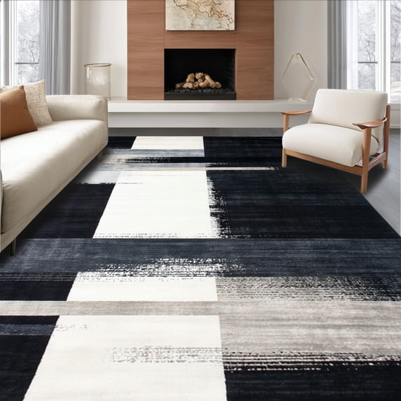 ODIKA 5' x 7' Machine Washable Non-Slip Area Rug, Contemporary Rectangle High Traffic Rug, Gray, 138157