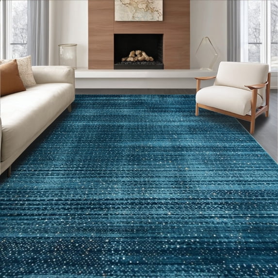 ODIKA 5'x7' Machine Washable Non-Slip Area Rug, Celestial Dust Mottled High Traffic Rug, Teal, 252227