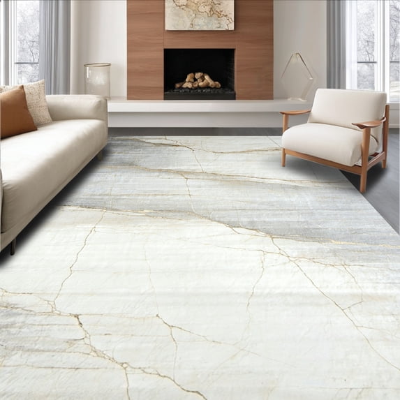 ODIKA 5' x 7' Machine Washable Non-Slip Area Rug, Contemporary Veins High Traffic Rug, Gray, 124491