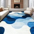 thumbnail image 1 of ODIKA 5'x7' Machine Washable Non-Slip Area Rug, Oceanic Contour Lines and Rippled Gradient Forms with Movement High Traffic Rug, Blue, 217617, 1 of 7
