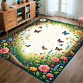 thumbnail image 1 of ODIKA 5' x 7' Machine Washable Non-Slip Area Rug, Floral Butterfly High Traffic Rug, Pink, 280298, 1 of 7