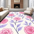 thumbnail image 1 of ODIKA 5' x 7' Machine Washable Non-Slip Area Rug, Floral Rose High Traffic Rug, Pink, 420895, 1 of 7