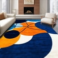 thumbnail image 1 of ODIKA 5'x7' Machine Washable Non-Slip Area Rug, Abstract Geometric Basketball Graphic Modern Boys Room High Traffic Rug, Blue, 147126, 1 of 7