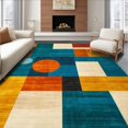 thumbnail image 1 of ODIKA 5' x 7' Machine Washable Non-Slip Area Rug, Geometric Color-Block High Traffic Rug, Orange, 132086, 1 of 7