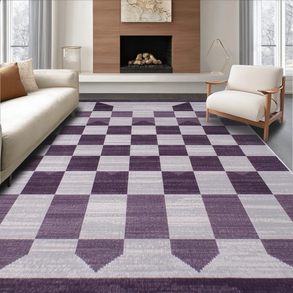 ODIKA 5' x 7' Machine Washable Non-Slip Area Rug, Geometric Diamond High Traffic Rug, Gray, 221130