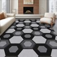 thumbnail image 1 of ODIKA 5' x 7' Machine Washable Non-Slip Area Rug, Geometric Hexagon High Traffic Rug, Black, 427544, 1 of 7