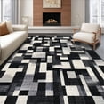 thumbnail image 1 of ODIKA 5'x7' Machine Washable Non-Slip Area Rug, Black and Abstract Animal Inspired with Graphic Contrast High Traffic Rug, Black, 116947, 1 of 7