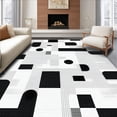 thumbnail image 1 of ODIKA 5'x7' Machine Washable Non-Slip Area Rug, Unique Black and Modern Abstract with Asymmetrical High Traffic Rug, Black, 138434, 1 of 7