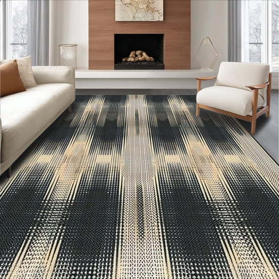 ODIKA 5' x 7' Machine Washable Non-Slip Area Rug, Geometric Trellis High Traffic Rug, Gray, 183608