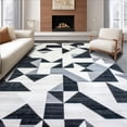 thumbnail image 1 of ODIKA 5'x7' Machine Washable Non-Slip Area Rug, Contemporary Black & Grey Triangular Motif High Traffic Rug, Gray, 138436, 1 of 7