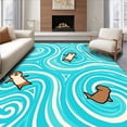 thumbnail image 1 of ODIKA 5' x 7' Machine Washable Non-Slip Area Rug, Kawaii wave High Traffic Rug, Blue, 678282, 1 of 7