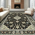 thumbnail image 1 of ODIKA 5' x 7' Machine Washable Non-Slip Area Rug, Middle Eastern Medallion High Traffic Rug, Black, 9193, 1 of 7