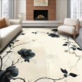 thumbnail image 1 of ODIKA 5'x7' Machine Washable Non-Slip Area Rug, Modern Stylized Bloom Floor with Bold Petal High Traffic Rug, Black, 121875, 1 of 7