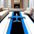 thumbnail image 1 of ODIKA 5'x7' Machine Washable Non-Slip Area Rug, Modern Aviation Graphic Aesthetic High Traffic Rug, Blue, 28708, 1 of 7