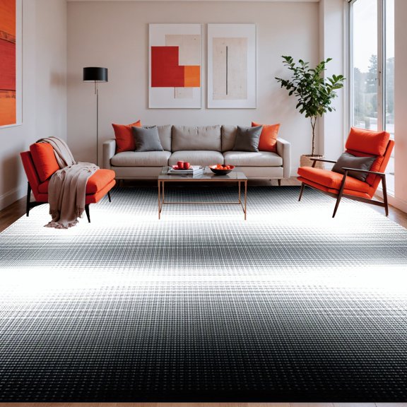 ODIKA 5'x7' Machine Washable Non-Slip Area Rug, Sophisticated Monochrome Checkerboard With Tonal Transitions High Traffic Rug, Black, 254689