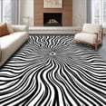 thumbnail image 1 of ODIKA 5' x 7' Machine Washable Non-Slip Area Rug, Op Art Wavy-Lines High Traffic Rug, Black, 443515, 1 of 7