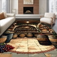thumbnail image 1 of ODIKA 5'x7' Machine Washable Non-Slip Area Rug, Half Moon With Vintage Wine Cellar And Glasses Decorative Motif High Traffic Rug, Brown, 68893, 1 of 7