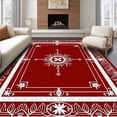 thumbnail image 1 of ODIKA 5' x 7' Machine Washable Non-Slip Area Rug, Traditional Star High Traffic Rug, Red, 627178, 1 of 7