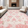 thumbnail image 1 of ODIKA 5'x7' Machine Washable Non-Slip Area Rug, Vintage Rose Trail Floral High Traffic Rug, Pink, 209971, 1 of 7