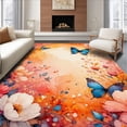thumbnail image 1 of ODIKA 5' x 7' Machine Washable Non-Slip Area Rug, Watercolor Flower High Traffic Rug, Peach, 156123, 1 of 7