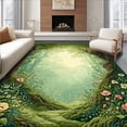 thumbnail image 1 of ODIKA 5'x7' Machine Washable Non-Slip Area Rug, Fairy Garden Moss Round Floral High Traffic Rug, Green, 87597, 1 of 7