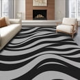 thumbnail image 1 of ODIKA 5'x7' Machine Washable Non-Slip Area Rug, Contemporary Abstract Waves with Unique Textured High Traffic Rug, Black, 300289, 1 of 7