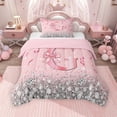 thumbnail image 1 of Erosebridal Dreamy Glitters Print Twin Comforter Sets for Girls, Pink Bling G Letter Bedding Set, Pink Reversible 2 Pieces, 1 Comforter and 1 Pillowcase, 1 of 6