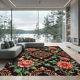thumbnail image 1 of ODIKA 5' x 7' Machine Washable Non-Slip Area Rug, antique floral High Traffic Rug, Black, 1136386, 1 of 7