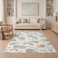 thumbnail image 1 of ODIKA 5'x7' Beige Abstract Geometric Washable Area Rug Modern Curved Shapes With Neutral Tones And Dynamic Design Non-Slip, Low Pile, Stain Resistant for Guest Room, Lounge, Apartment, 1 of 7