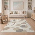 thumbnail image 1 of ODIKA 5'x7' Beige Abstract Ivory Copper Washable Area Rug Modern Geometric Design With Motifs And Artistic Flair Non-Slip, Chair-Friendly for Dining Room, Under Table, Home Office, 1 of 7