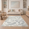 thumbnail image 1 of ODIKA 5'x7' Beige Abstract Line Grey Tufted Washable Area Rug Dynamic Modern Design With Curves And Accents for Small Living Room, Bedroom, Easy Care, Non-Shedding, Pet Friendly, 1 of 7