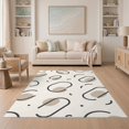 thumbnail image 1 of ODIKA 5'x7' Beige Black Abstract Geometric Design Washable Area Rug Modern Minimalist Pattern with Unique Shapes for Dining Room, Under Table, Home Office, Non-Slip Chair-Friendly, 1 of 7