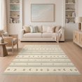 thumbnail image 1 of ODIKA 5'x7' Beige Black Geometric Striped Design Washable Area Rug Modern Abstract Motifs with Patterns for Small Living Room, Bedroom, Easy Care, Non-Shedding, Pet Friendly, 1 of 7