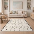 thumbnail image 1 of ODIKA 5'x7' Beige Black Interlocking Geometric Trellis Washable Area Rug Contemporary Crossover Motif Design with Dotted for Small Living Room, Bedroom, Easy Care, Non-Shedding, Pet Friendly, 1 of 7