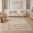 thumbnail image 1 of ODIKA 5'x7' Beige Brown Diamond Lattice Washable Area Rug Intricate Geometric Motifs with Borders Easy Care, Non-Shedding, Pet Friendly, for Small Living Room, Bedroom, 1 of 7