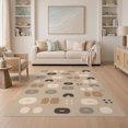thumbnail image 1 of ODIKA 5'x7' Beige Brown Geometric Pattern Decor Washable Area Rug Modern Abstract Shapes with Natural Flair for Guest Room, Lounge, Apartment, Non-Slip Low Profile, Stain Resistant, 1 of 7
