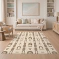 thumbnail image 1 of ODIKA 5'x7' Beige Brown Modern Geometric Abstract Washable Area Rug Contemporary Minimalist Scandinavian Style Grid Non-Slip, Low Pile, Stain Resistant for Guest Room, Lounge, Apartment, 1 of 7