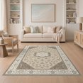 thumbnail image 1 of ODIKA 5'x7' Beige Brown Ornate Vines Design Washable Area Rug Intricate Floral Motifs with Elegant Borders Non-Slip, Low Pile, Stain Resistant for Guest Room, Lounge, Apartment, 1 of 7