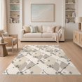 thumbnail image 1 of ODIKA 5'x7' Beige Cream Charcoal Geometric Diamond Washable Area Rug Modern Abstract Diagonal Grid Layout With Striped for Guest Room, Lounge, Apartment, Non-Slip Low Profile, Stain Resistant, 1 of 7