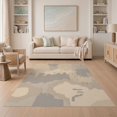 thumbnail image 1 of ODIKA 5'x7' Beige Gray Abstract Drip Paint Washable Area Rug Modern Artistic Splatter Pattern with Flowing for Dining Room, Under Table, Home Office, Non-Slip Chair-Friendly, 1 of 7