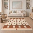 thumbnail image 1 of ODIKA 5'x7' Beige Natural Brick Pattern Geometric Washable Area Rug Contemporary Structured Layout with Corner for Small Living Room, Bedroom, Easy Care, Non-Shedding, Pet Friendly, 1 of 7