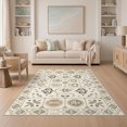 thumbnail image 1 of ODIKA 5'x7' Beige Olive Ornate Design Washable Area Rug Intricate Geometric and Floral Patterns for Dining Room, Under Table, Home Office, Non-Slip Chair-Friendly, 1 of 7