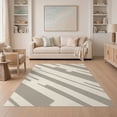 thumbnail image 1 of ODIKA 5'x7' Beige Taupe Modern Diagonal Stripe Washable Area Rug Abstract Geometric Pattern Dynamic Angular Easy Care, Non-Shedding, Pet Friendly, for Small Living Room, Bedroom, 1 of 7