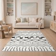 thumbnail image 1 of ODIKA 5'x7' Black White Abstract Geometric Striped Washable Area Rug Contemporary Hand Drawn Motifs with Circles Waves for Small Living Room, Bedroom, Easy Care, Non-Shedding, Pet Friendly, 1 of 7