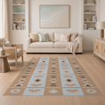 thumbnail image 1 of ODIKA 5'x7' Blue Beige Geometric Striped Design Washable Area Rug Intricate Handwoven Patterns with Modern Flair Easy Care, Non-Shedding, Pet Friendly, for Small Living Room, Bedroom, 1 of 7