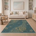 thumbnail image 1 of ODIKA 5'x7' Blue Gold Geometric Mosaic Design Washable Area Rug Intricate Inspired Patterns Easy Care, Non-Shedding, Pet Friendly, for Small Living Room, Bedroom, 1 of 7