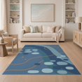 thumbnail image 1 of ODIKA 5'x7' Blue Orange Abstract Geometric Flowing Washable Area Rug Contemporary Layered Composition with Scattered Non-Slip, Low Pile, Stain Resistant for Guest Room, Lounge, Apartment, 1 of 7